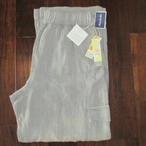C&C California 100% Linen Pants Size L NWT Elastic Waist Cargo Lightweight